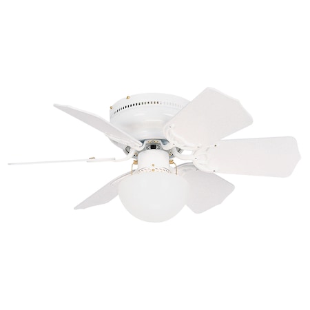 Litex Industries 30" White Flushmount Ceiling Fan Includes Blades and LED Light Kit BRC30WW6L